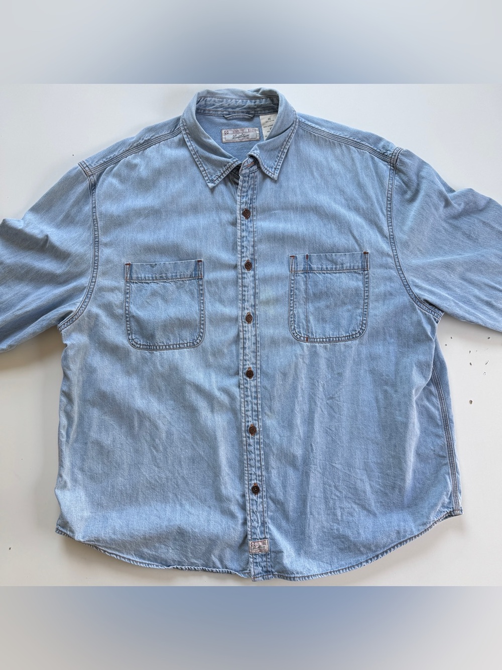 Levi's Signature Womens Medium Wash Denim Shirt Size 2X Blue Western